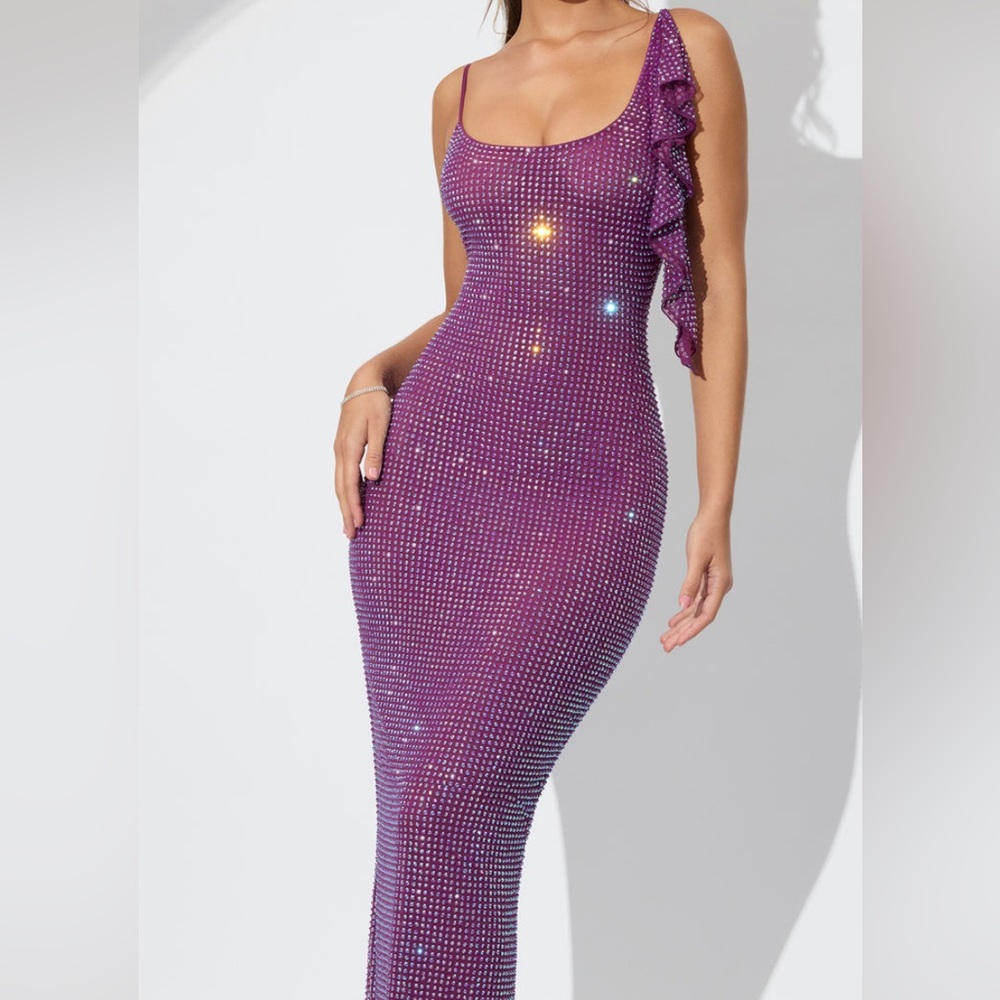 Ruffle Maxi Dress in Plum